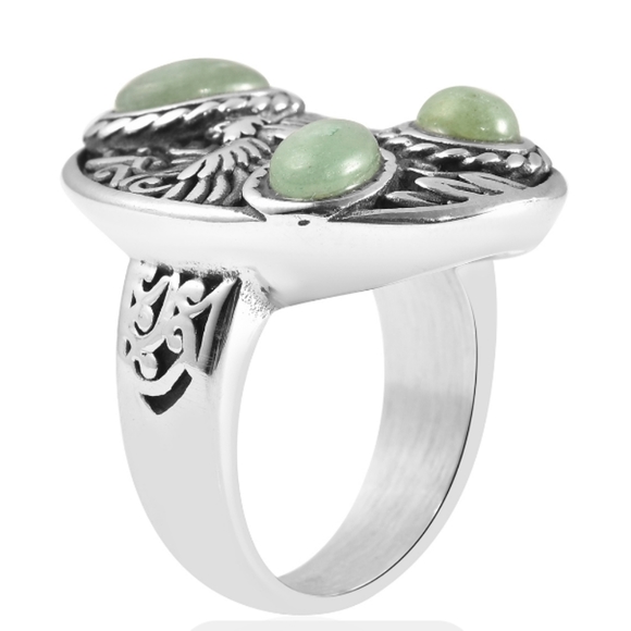 UNISEX STAINLESS STEEL ADVENTURINE EAGLE RING - Picture 4 of 4